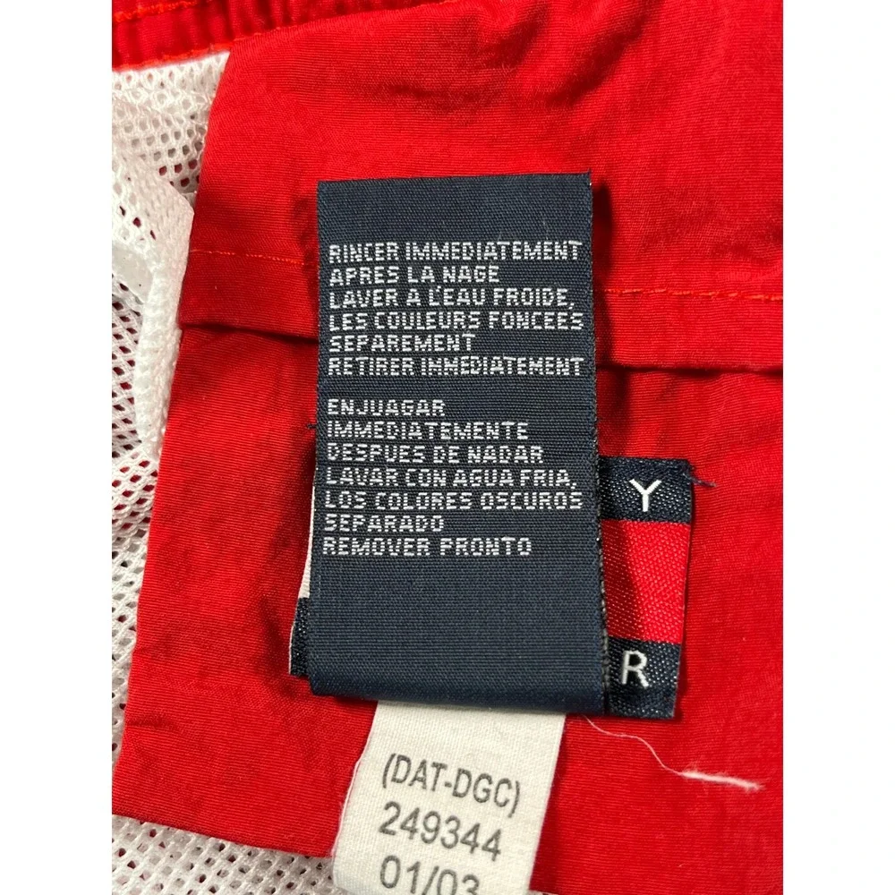 Tommy Hilfiger Swim Trunks Mens Medium Red Excellent Vintage Flag Logo Pockets